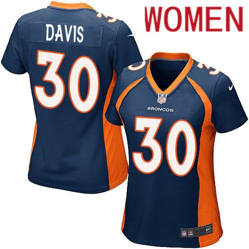 Women Denver Broncos #30 Terrell Davis Nike Navy Blue Game Player NFL Jersey->women nfl jersey->Women Jersey